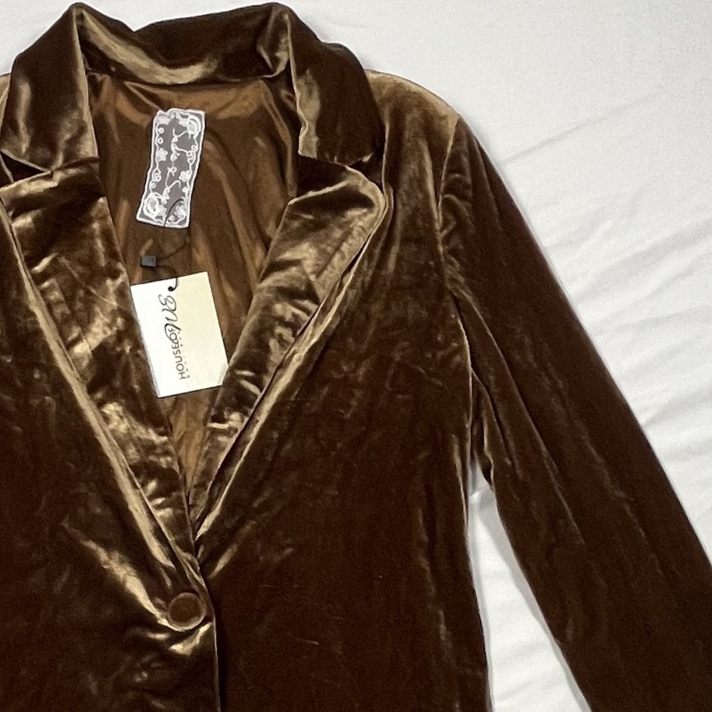 Sadie and Sage Velvet Blazer Womens XS Bronze Business Casual Stretch Jacket NWT